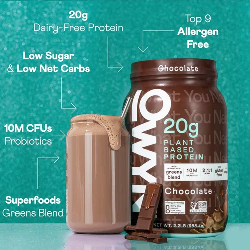 Vista 2 de OWYN Only What You Need Dark Chocolate Flavored 20g Protein Powder, 2.2 Pound (Pack of 6)