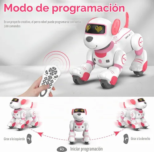 Vista 4 de SONOMO Juguete de Perro Robot con Control Remoto, Juguetes de Cachorro Robótico Interactivos - Robot Perro de Acrobacias Divertido y Programable