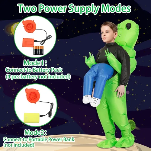 Vista 7 de ZIZWO Inflatable Alien Costume KidsTeens, Alien Blow Up Costume Funny Alien Halloween Inflatable Costumes for kids boys (Alien-Teens)