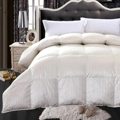 Vista 6 de Royal Hotel Bedding Edredón de plumón de ganso de seda abripédico, relleno de edredón de lujo, 450 hilos de algodón y seda a rayas color crema, 650