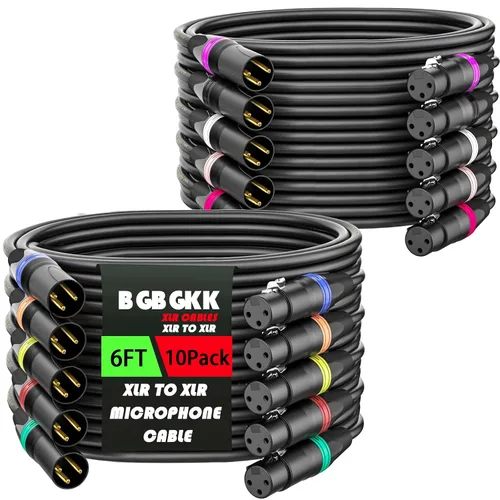 Vista 22 de XLR Cables - Cable de micrófono XLR profesional de 3 pines X L R de 3 pines chapado en oro, cable de micrófono equilibrado, multicolor