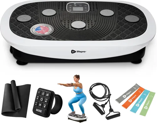 Vista 10 de Lifepro 4D Vibration Plate Exercise Machine — Triple Motor, 7 Presets, 60 Speeds Rumblex Plus/Pro Vibrating Platform with Wrist Remote — Whole Body