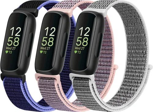 Vista 9 de Bandas de Nylon Compatibles con Fitbit Inspire 3/Inspire 2/Inspire/Inspire HR/Ace 3/Ace 2, Correas de Repuesto Deportivas Transpirables Suaves Negro