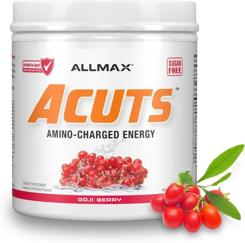 Vista 13 de ALLMAX A:CUTS Bebida energética cargada de aminoácidos, sabor frambuesa azul - 210 g - con cafeína, extracto de café verde, L-carnitina y 2000 mg
