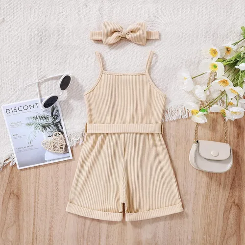 Vista 9 de CETEPY Ropa de bebé niña pequeña trajes de verano sin mangas overol halter de una pieza diadema