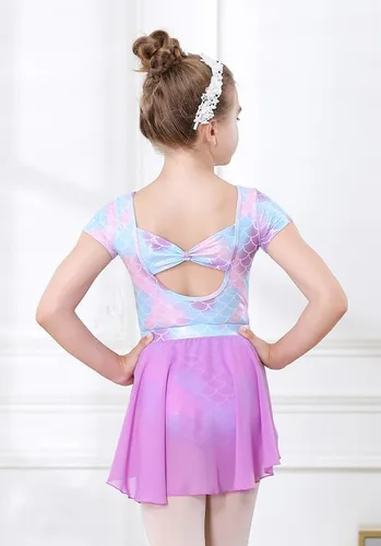 Vista 5 de DIPUG Leotardos de ballet para niñas con falda extraíble, vestido de baile con espalda hueca para niñas