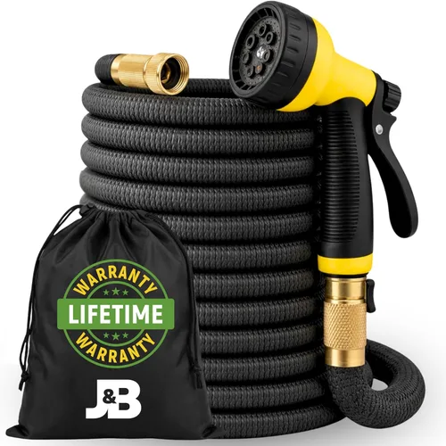 Vista 12 de J&B XpandaHose Ultra Strong 3750D fabric, 4-layer latex core, expands 3X, kink & leak-resistant, 10-pattern nozzle, storage bag