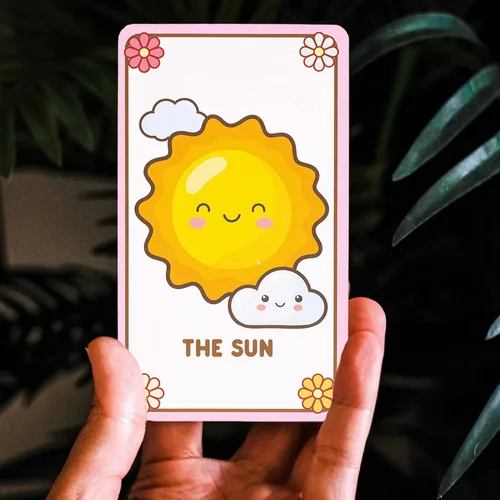 Vista 6 de Lindas cartas de tarot Kawaii para principiantes - Baraja mágica de anime Oracle para adolescentes