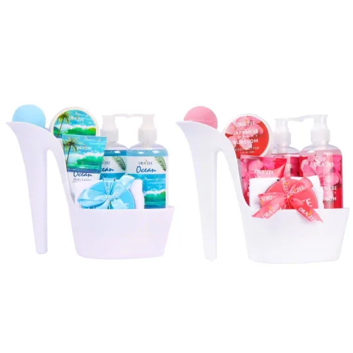 Vista 16 de Draizee Regalos de spa de lujo para mujer, juego de 2 canastas de spa con aroma de rosa y coco, gel de ducha, baño de burbujas, mantequilla
