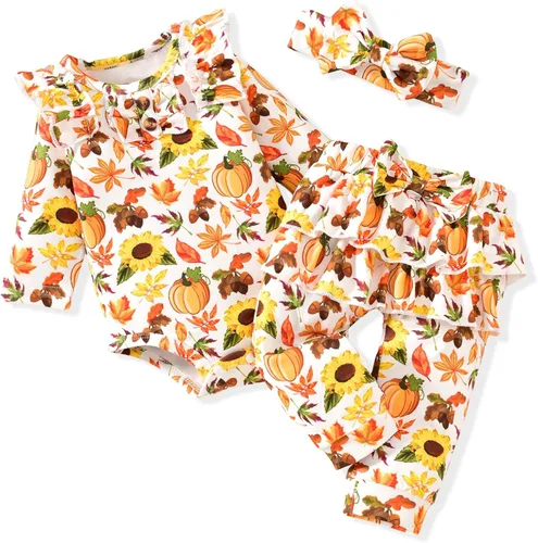 Vista 12 de Aalizzwell Conjunto de mameluco acanalado para bebés y niñas prematuros, para otoño e invierno Beige