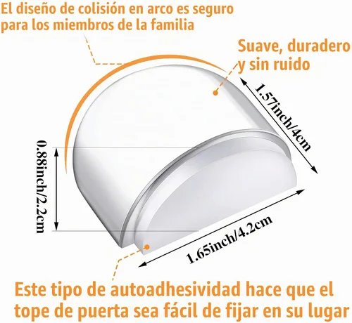 Vista 2 de Qunclay 4 Piezas Tope de Puerta para Piso Sin Taladro Tope de Puerta de Ducha Autoadhesivo Tope de Goma Protector de Pared Almohadillas de Acrílico