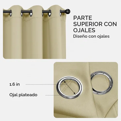 Vista 2 de Joydeco Cortinas opacas para dormitorio de 72 pulgadas de largo, 2 paneles de cortinas con aislamiento térmico para oscurecer la habitación