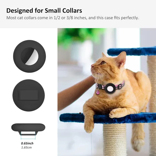 Vista 2 de SimpleThings Air-tag - Soporte para collar de gato, funda protectora de silicona para mascotas para Air-tag, paquete de 2 fundas impermeables