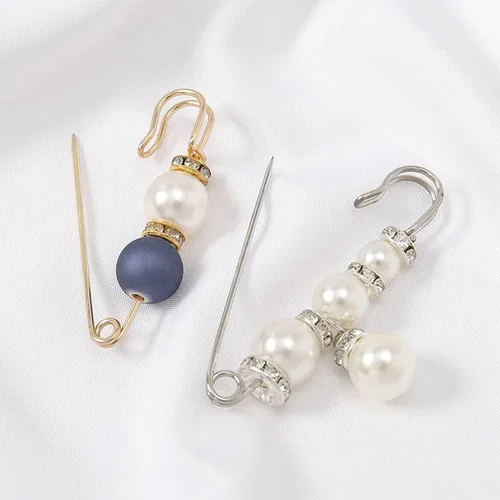 Vista 89 de 4 piezas de clip de anillo de bufanda para mujer, broche de perlas y flores, hebilla de metal para chal, accesorios de decoración para damas y niñas