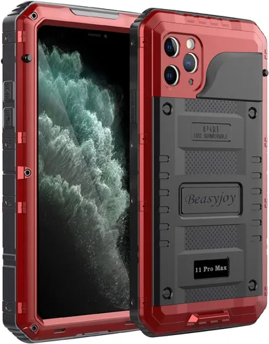 Vista 25 de Beasyjoy Funda impermeable de metal para iPhone 11, resistente, a prueba de golpes, a prueba de polvo, protección resistente, pantalla incorporada