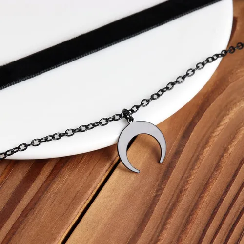 Vista 2 de Gothic Choker, Choker Necklace for Women, Black Velvet Choker, Layered Necklace, Goth Jewelry for Women