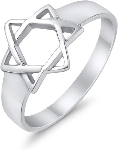 Vista 2 de Blue Apple Co. Anillo de estrella judía de plata de ley 925 con estrella de David Judaism