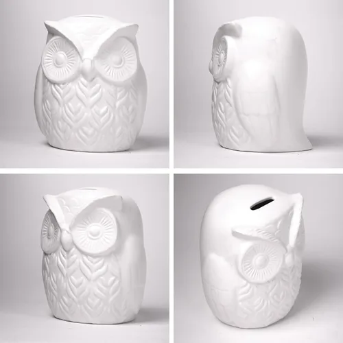 Vista 2 de Estatua de búho, estatua de animal, decoración moderna, escultura, regalo para escritorio, estantería, mesa de oficina, cerámica, 5.5 pulgadas