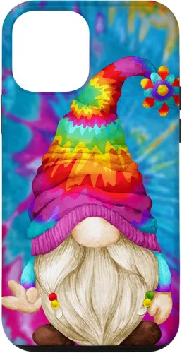 Vista 16 de Funda de gnomo de signo de paz para mujer, diseño de gnomo hippie de teñido anudado para iPhone 16