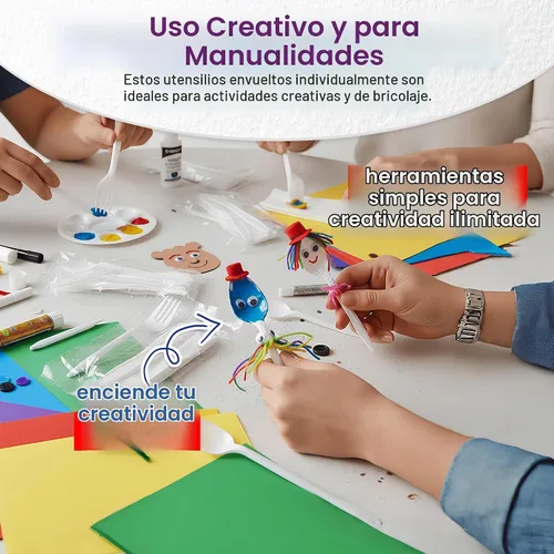 Vista 6 de MT Products Cubiertos envueltos individualmente de plástico, juego de cubiertos desechables, paquete de 50