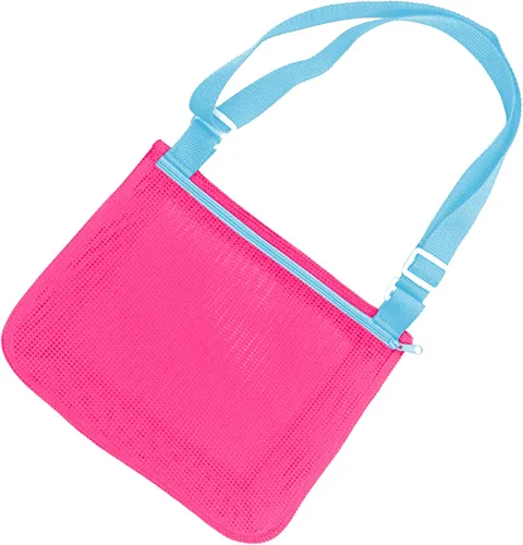 Vista 15 de UTTPLL Bolsa de playa de malla colorida ajustable para niños, bolsa de red de secado rápido para conchas marinas que recolecta arena juguete