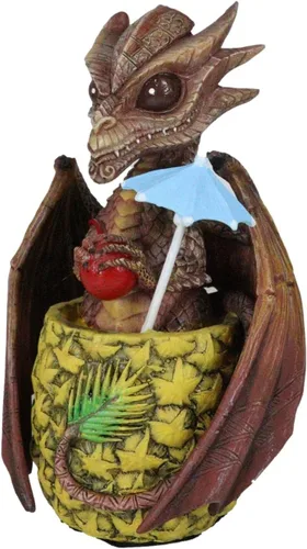 Vista 5 de Ebros Gift Figura de dragón de piña tropical de Tiki Mai Tai, bebida de alcohol borracho, 6.25 pulgadas de alto, medieval renacentista de fantasía