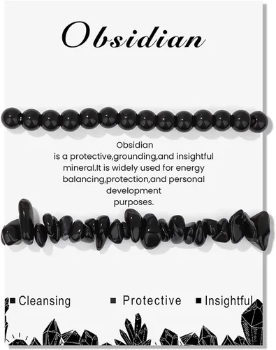 Vista 35 de Pulseras de cristal curativo para mujer, 2 pulseras de piedra natural de 0.236 pulgadas, pulseras elásticas de cuentas de cristal hechas a mano