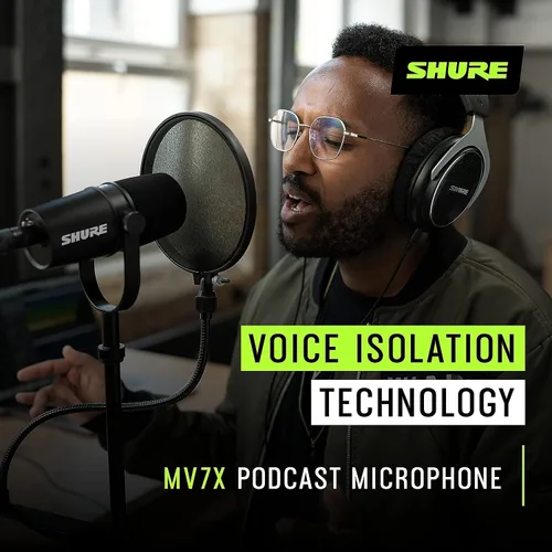 Vista 4 de Shure MV7X - Micrófono XLR para podcasting con cable XLR - Micrófono dinámico para podcasting y grabación vocal, tecnología de aislamiento de voz