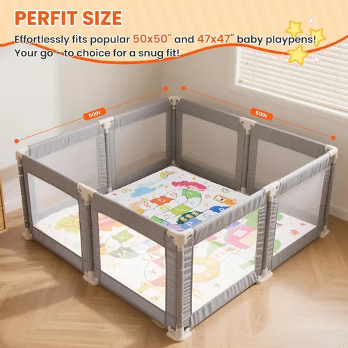 Vista 2 de Alfombra de Juego para Bebé para Piso, 50x50 Pulgadas de Acolchado Suave, Alfombra de Gateo Plegable y Lavable a Máquina, Gruesa para Bebés y Niños