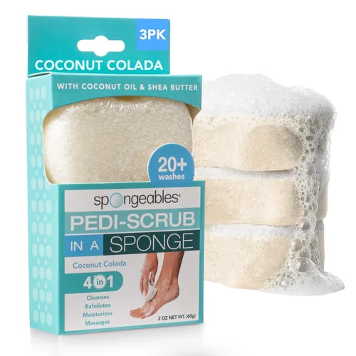 Vista 9 de Spongeables Pedi Scrub Foot Exfoliating 20+ Wash Sponge