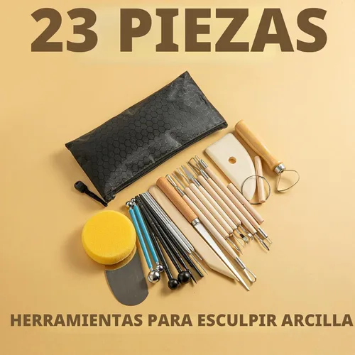 Vista 7 de 23 piezas de herramientas de arcilla para esculpir, herramienta de modelado de cerámica y cerámica, juego de herramientas de cerámica, kit