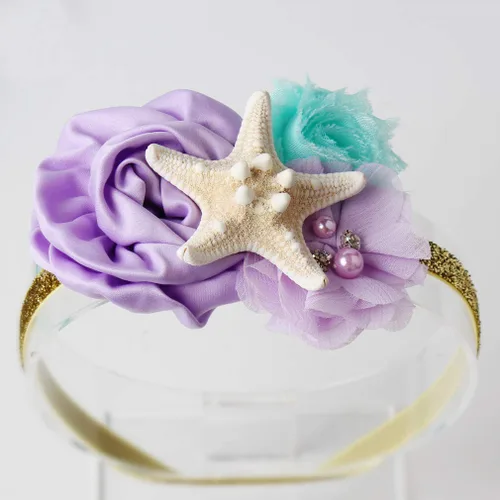 Vista 2 de YanJie Diadema con purpurina y lazos para el cabello para niñas pequeñas, regalo de fiesta de cumpleaños, lavanda aguamarina (M, dorado)