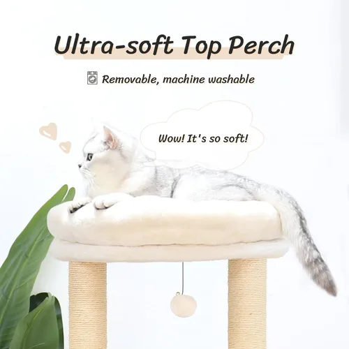 Vista 2 de KAMABOKO Árbol Moderno para Gatos, Torre de 53 pulgadas para Gatos de Interior, Postes Rascadores de Sisal Natural, Condominio Tejido a Mano