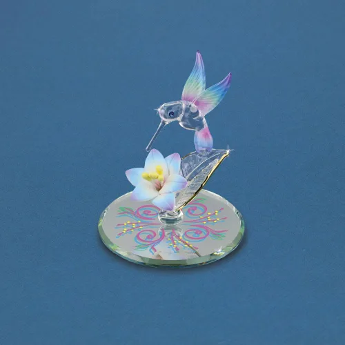 Vista 2 de Glass Baron Figura de cristal de colibrí azul, 2.25 pulgadas de alto