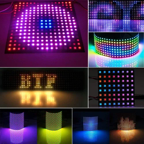 Vista 5 de BTF-LIGHTING WS2812B RGB 5050SMD direccionable individualmente digital 8x8 64 píxeles 3.1 pulgadas x 3.1 pulgadas Panel de matriz LED flexible FPCB