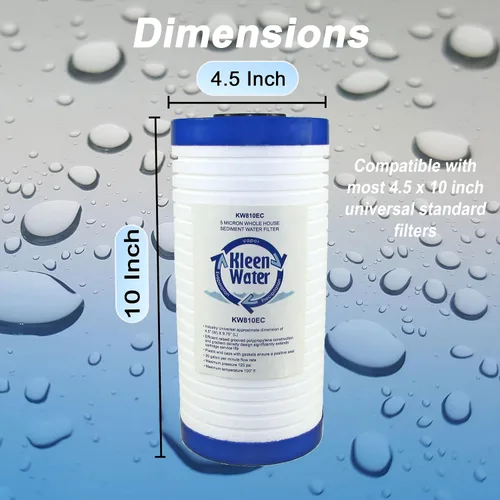 Vista 4 de KleenWater KW810EC Cartucho de repuesto para filtro de agua de sedimentos para toda la casa, 5 micras, 4.5 x 9.875 pulgadas (1 paquete)