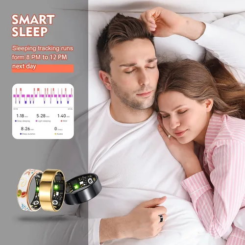 Vista 6 de Smart Ring - Rastreador de salud para mujeres y hombres, rastreador de sueño con frecuencia cardíaca, SpO₂, presión arterial, anillo de fitness
