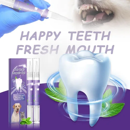 Vista 7 de Cepillo de dientes para mascotas, limpiador de dientes y aliento más fresco, gel de reparación oral para mascotas, gel de blanqueamiento