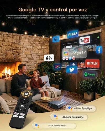 Vista 4 de Proyector inteligente 4K Google TV, True 2400ANSI Luz diurna interior cine