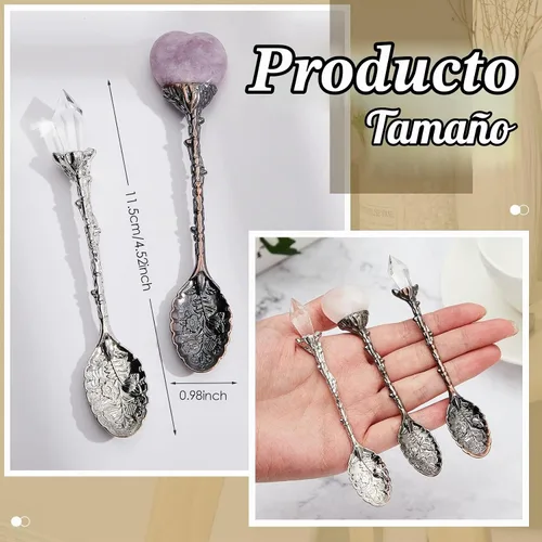 Vista 2 de 6 cucharas de té vintage, cucharas de aleación de cristal para té caliente, café, helado y más