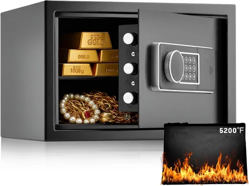 Vista 8 de Caja de seguridad digital grande de 3.4 pies cúbicos para el hogar, 19.7 pulgadas de alto con bolsa de documentos ignífuga, alarma, llaves
