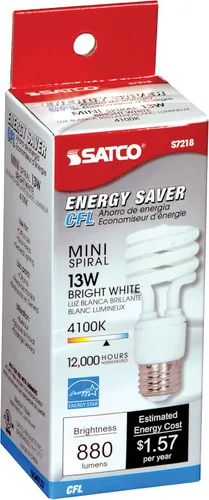 Vista 2 de Satco - Foco CFL mini espiral., S7218, 13watts, 120 volts