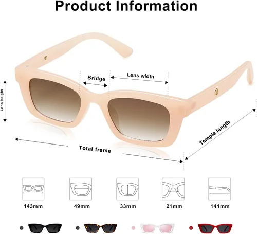 Vista 4 de SOJOS SJ2134 - Gafas de sol rectangulares para hombres y mujeres