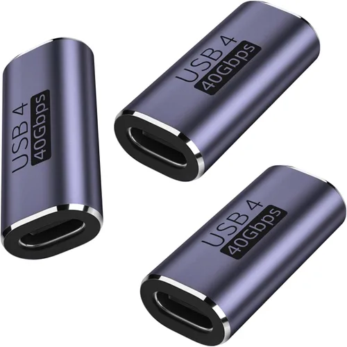 Vista 7 de Paquete de 3 acopladores USB C Thunderbolt 5,120Gbps USB C hembra a Negro