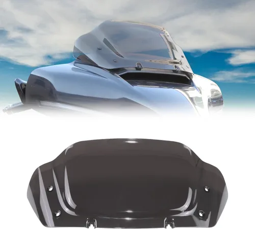 Vista 9 de Parabrisas ondulado negro de 4.5 pulgadas compatible con Harley Davidson Touring Street Glide/Electra Glide/Ultra Limited/Tri Glide FLHT FLHX FLHXS