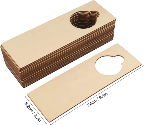 Vista 2 de 40 piezas de perillas de puerta de madera sin terminar, 9.4 x 3.2 x 0.1 pulgadas, letreros de perilla de puerta para pintura, manualidades, hogar