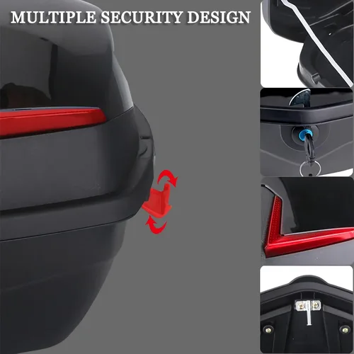 Vista 8 de Caja trasera de motocicleta con respaldo sellado e impermeable, doble capa de protección, almacenamiento de equipaje, funda superior para scooter