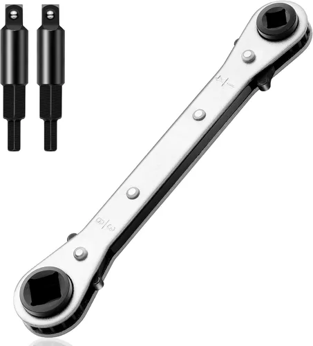 Vista 9 de Llaves de servicio HVAC: Llave de trinquete de válvula de aire acondicionado de 3/16” a 3/8” 5/16’’ x 1/4’’ con kit de adaptador de 2 bits