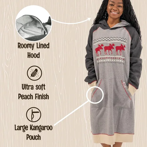 Vista 136 de Lazy One Sudadera con capucha de gran tamaño, ropa de dormir cómoda, vestido de suéter para mujer