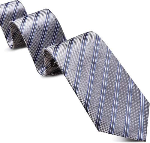 Vista 252 de Barry.Wang Juego de corbatas para hombre, corbata de seda a rayas, tejido a cuadros, gemelos formales, negocios, boda
